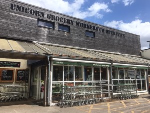 The front entrance of Unicorn Grocery Workers' Cooperative 